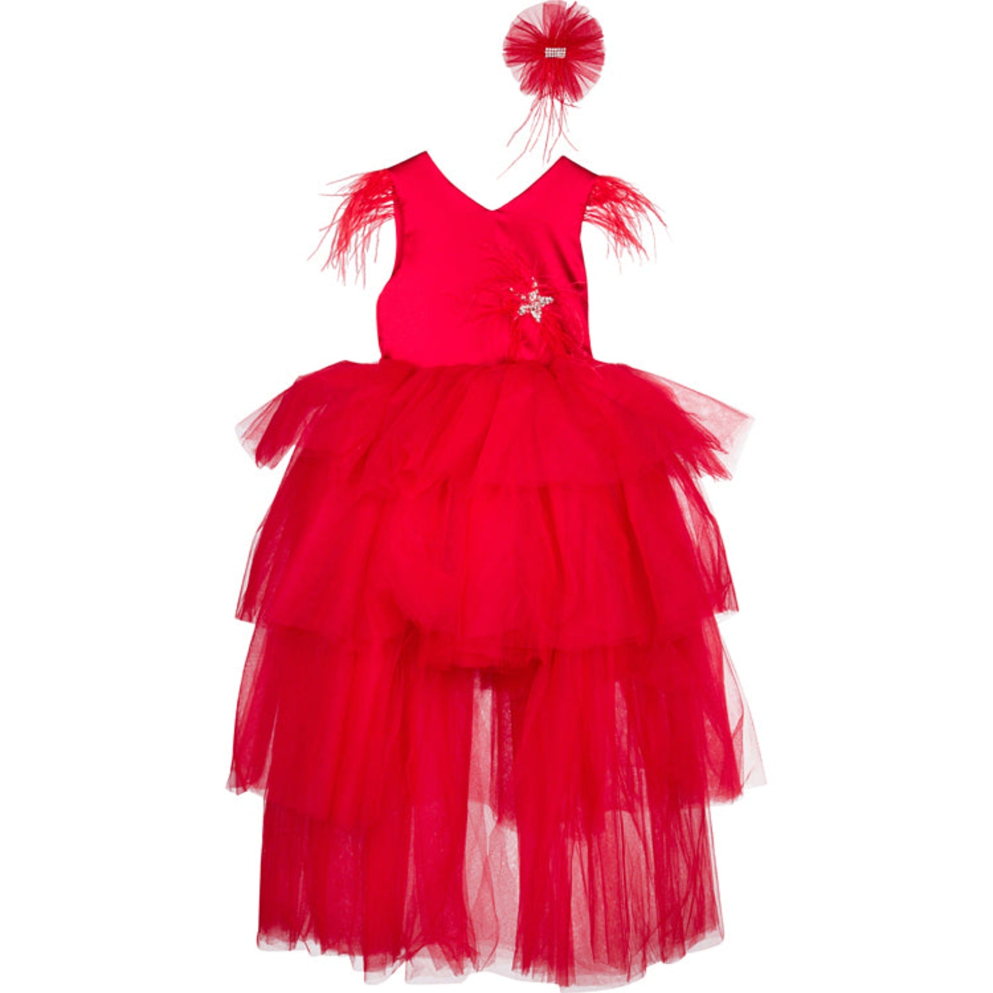 red dress with stars Red Stars Sweetheart Tea Length Formal Dress